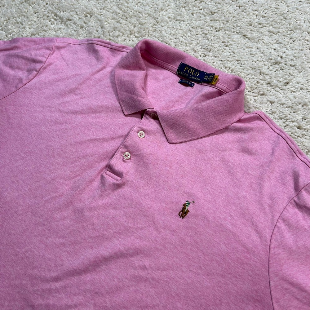Polo Ralph Lauren Polo Shirt XXL Pink Classic Fit Soft Cotton Short Sleeve